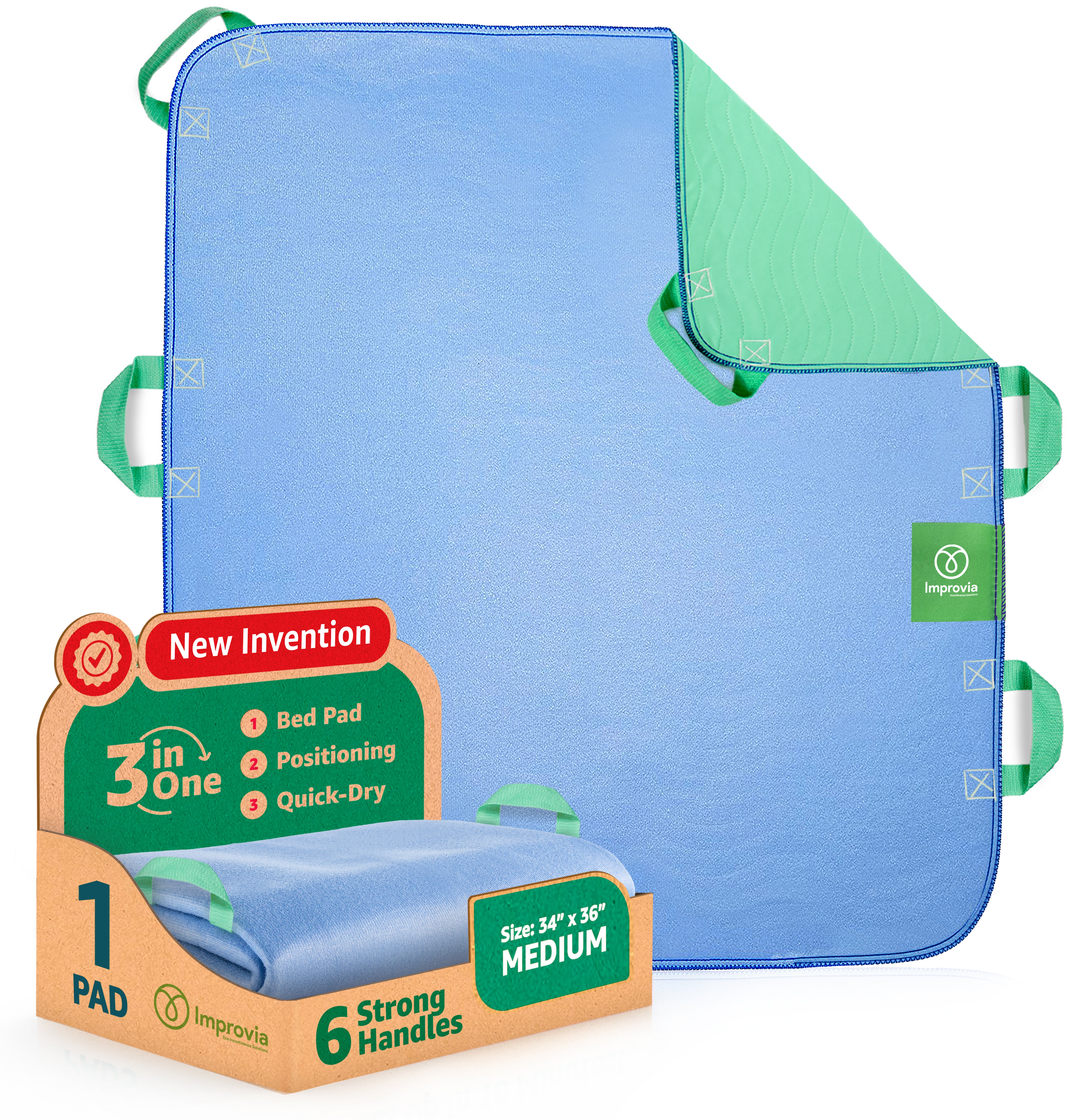 Pack of 1 Positing Underpads - 34 x 36 - Medium -Improvia Reposting pads