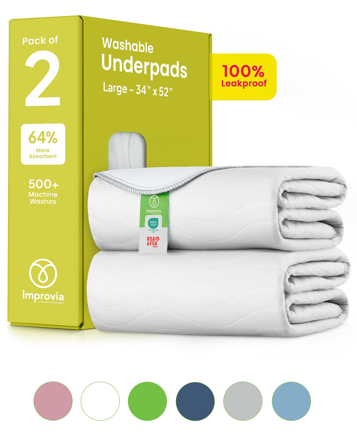 Large - 34"x52" Washable Underpads