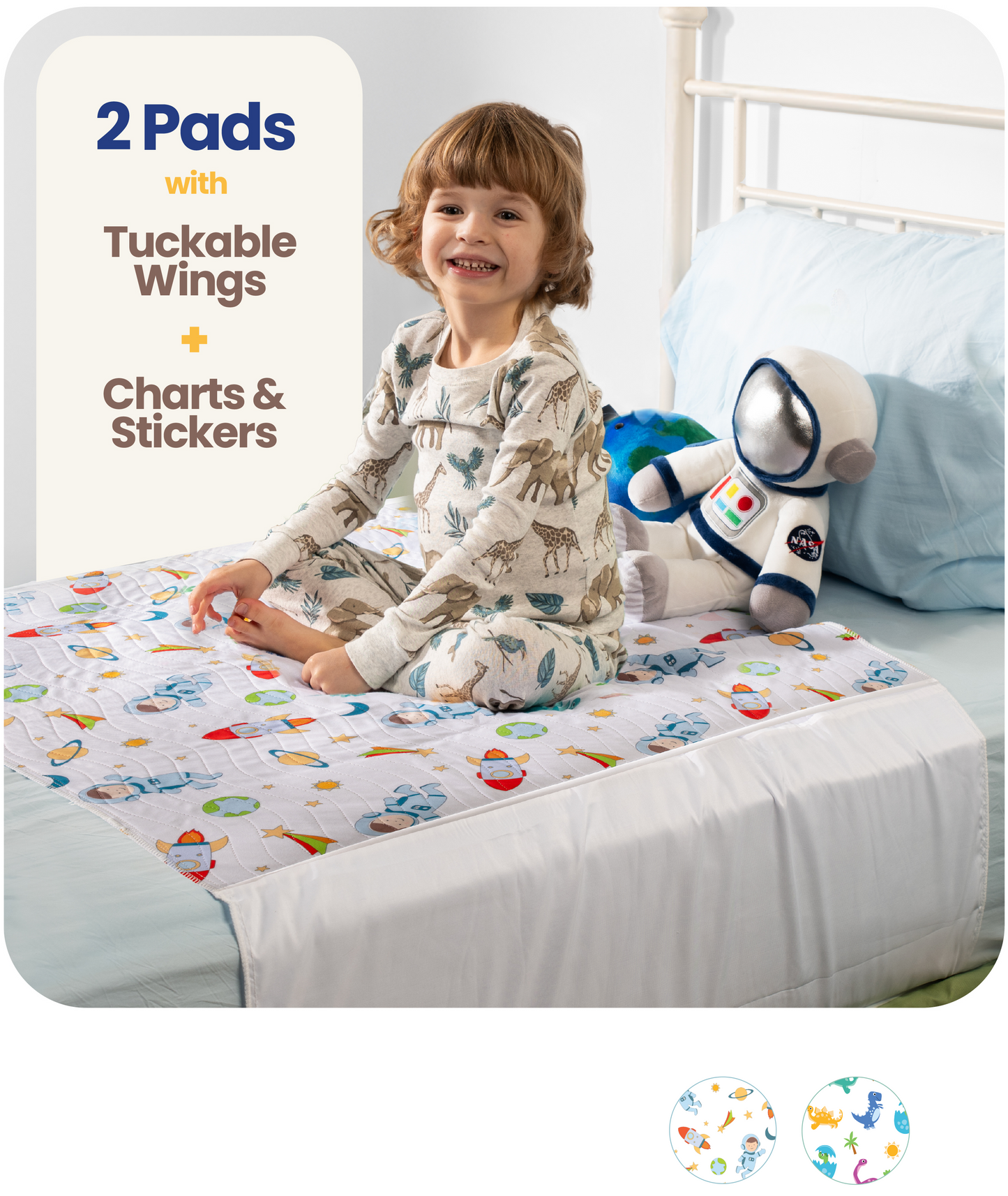 Washable Bed Pads for Toddlers with Tuckable Wings - 34"x36"