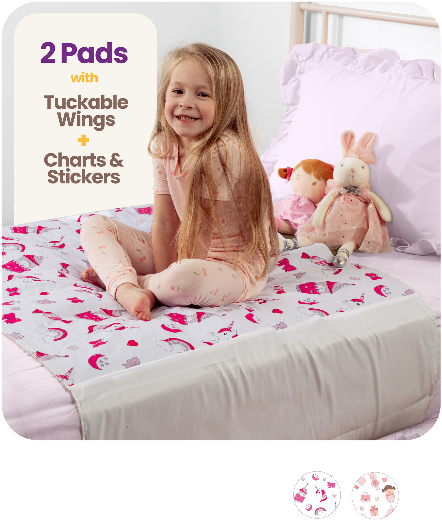 Washable Bed Pads for Toddlers with Tuckable Wings - 34"x36"