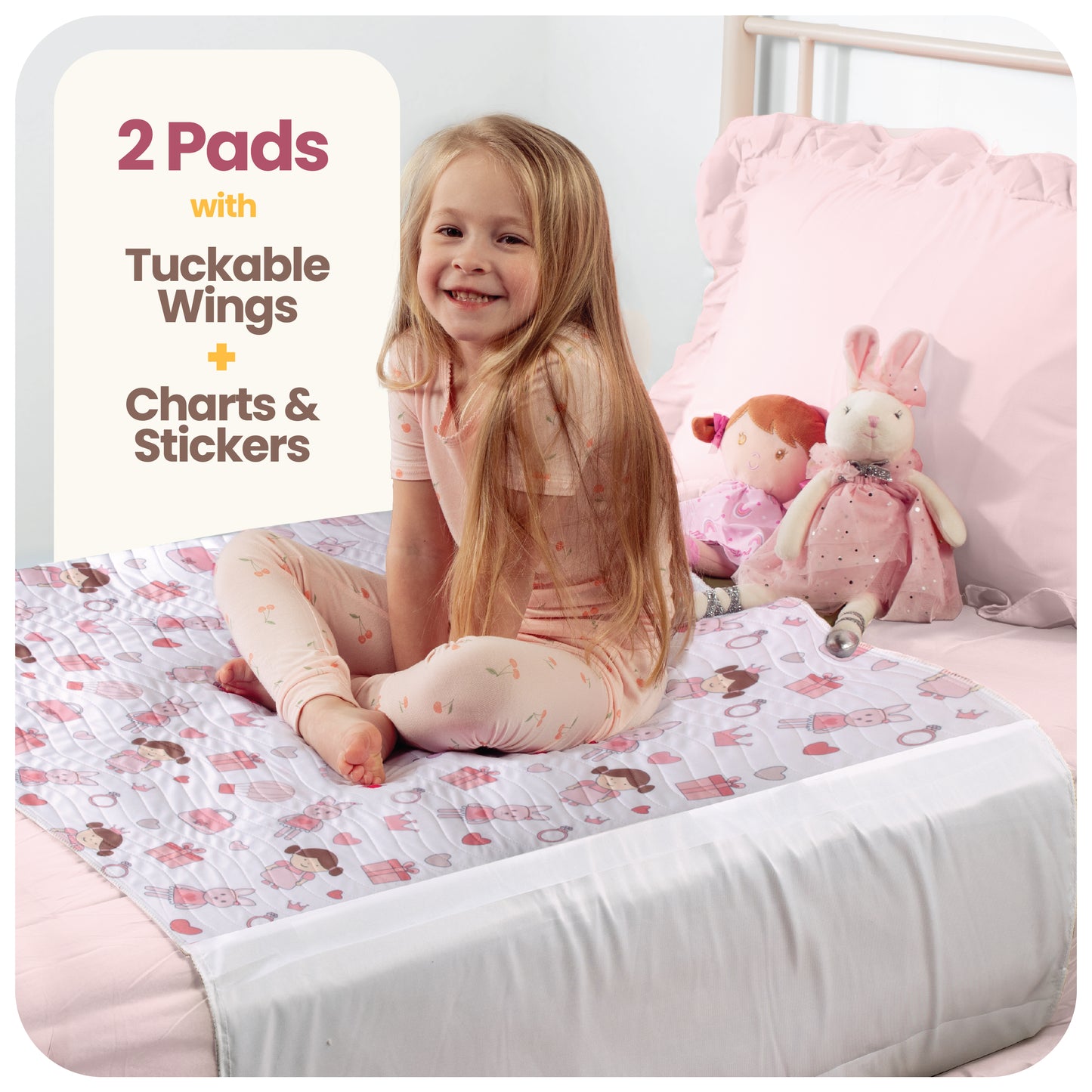Washable Bed Pads for Toddlers with Tuckable Wings - 34"x36"