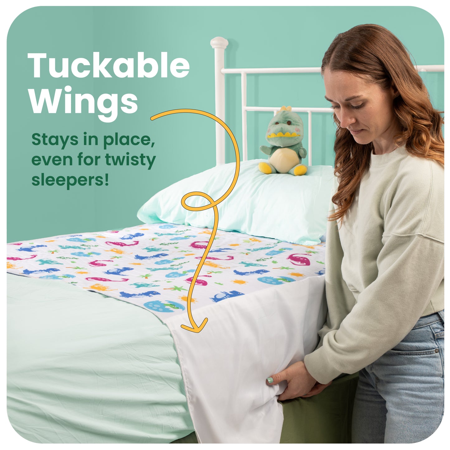 Washable Bed Pads for Toddlers with Tuckable Wings - 34"x36"