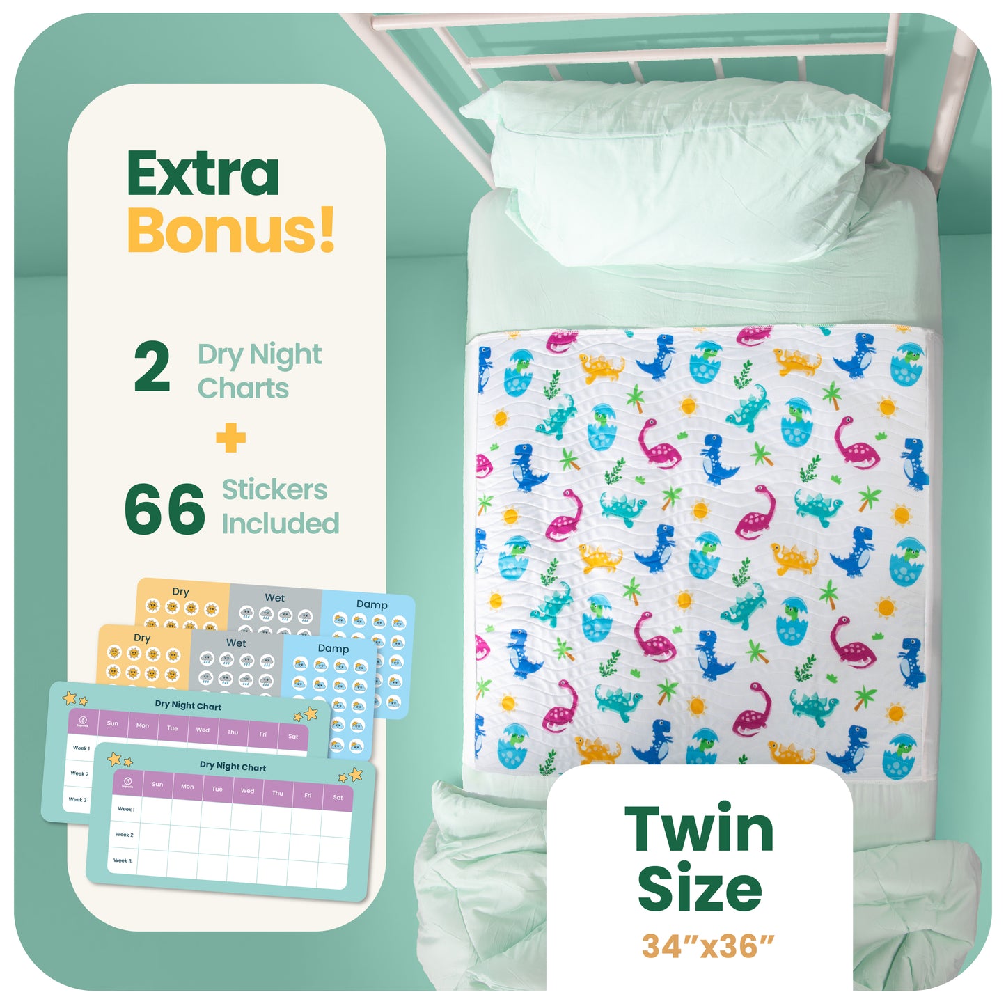 Washable Bed Pads for Toddlers with Tuckable Wings - 34"x36"