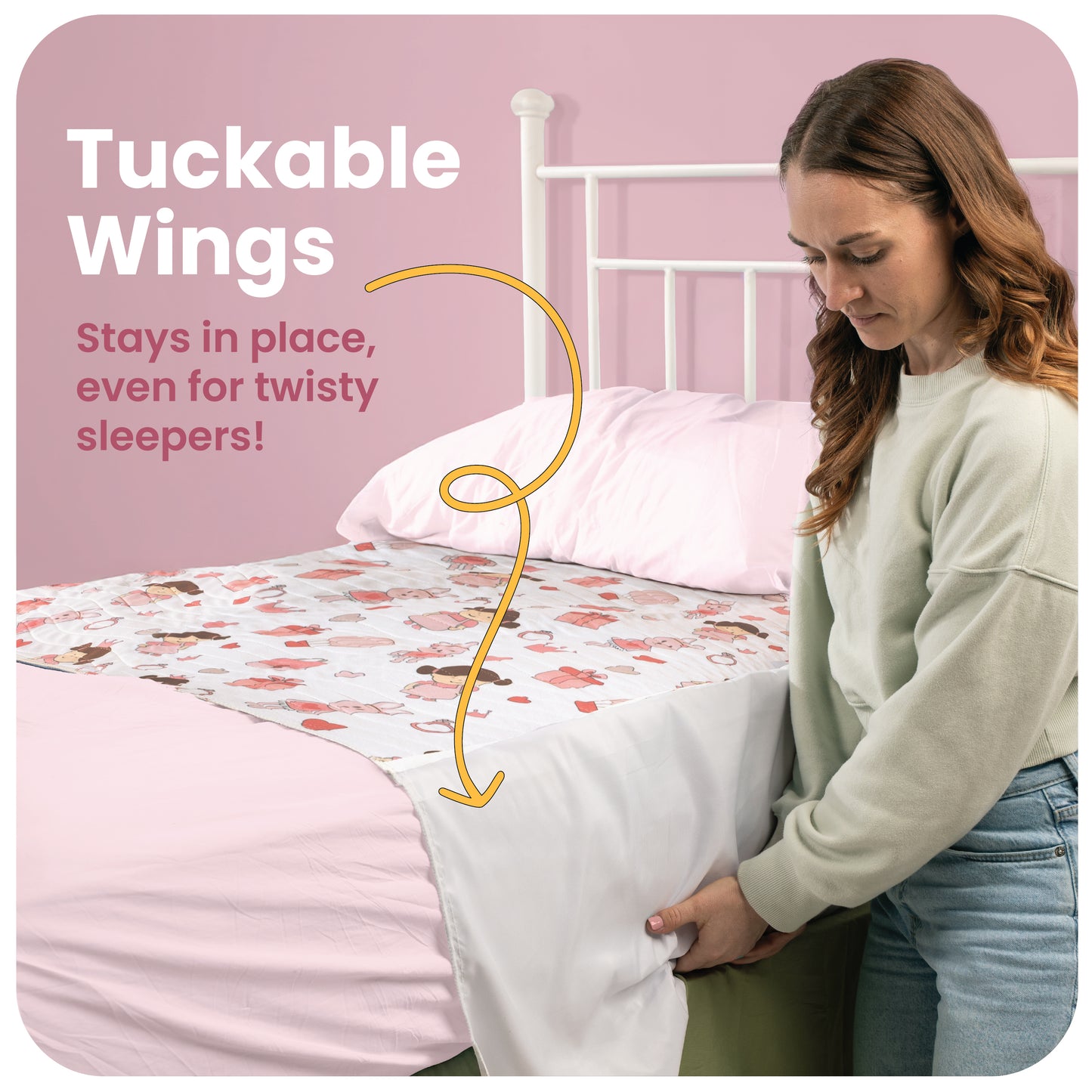 Washable Bed Pads for Toddlers with Tuckable Wings - 34"x36"