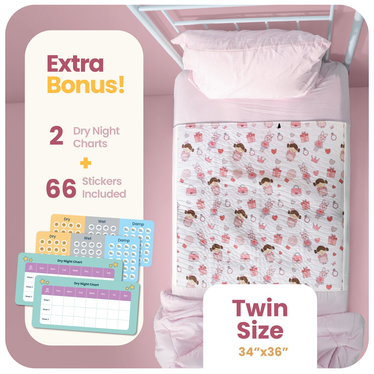 Washable Bed Pads for Toddlers with Tuckable Wings - 34"x36"