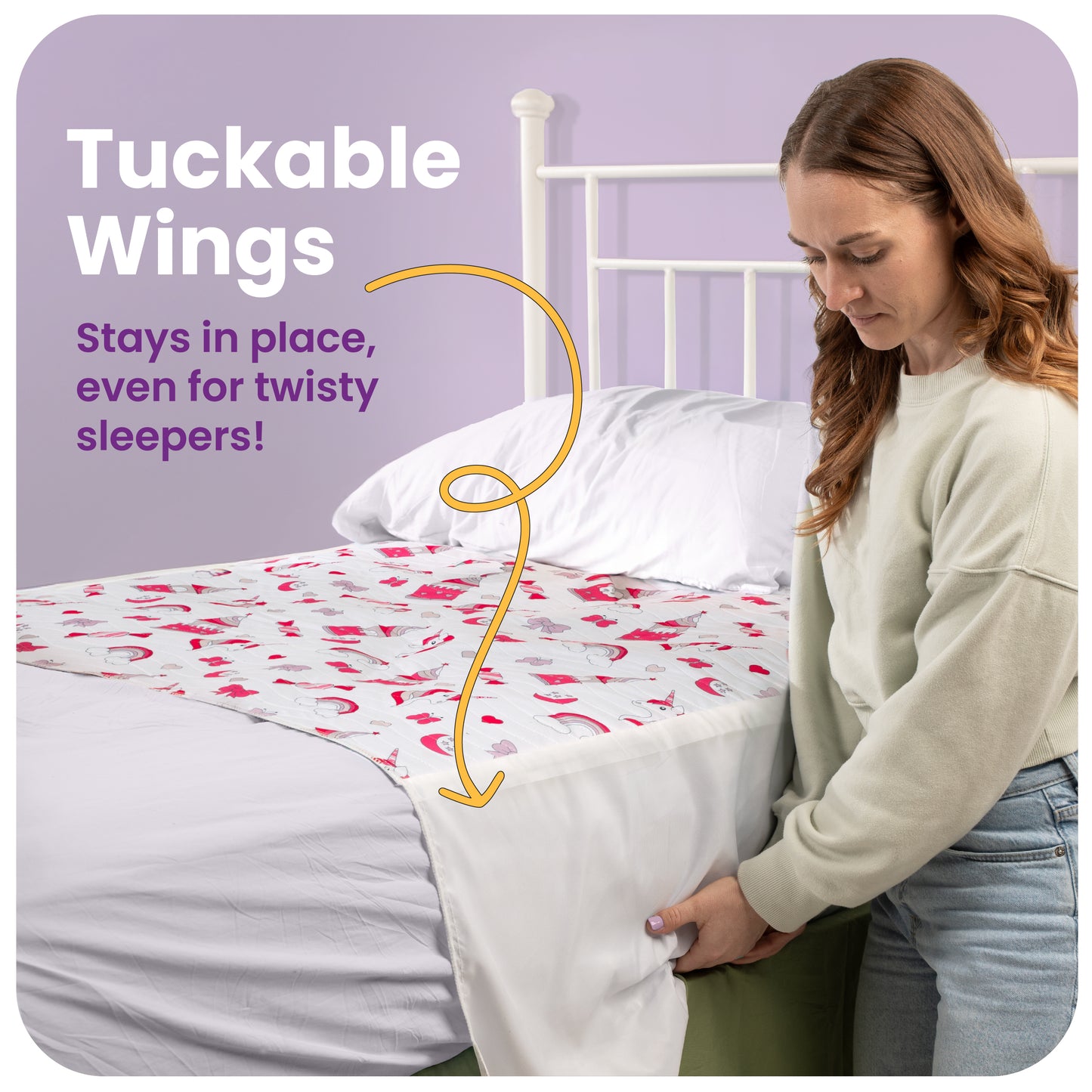 Washable Bed Pads for Toddlers with Tuckable Wings - 34"x36"