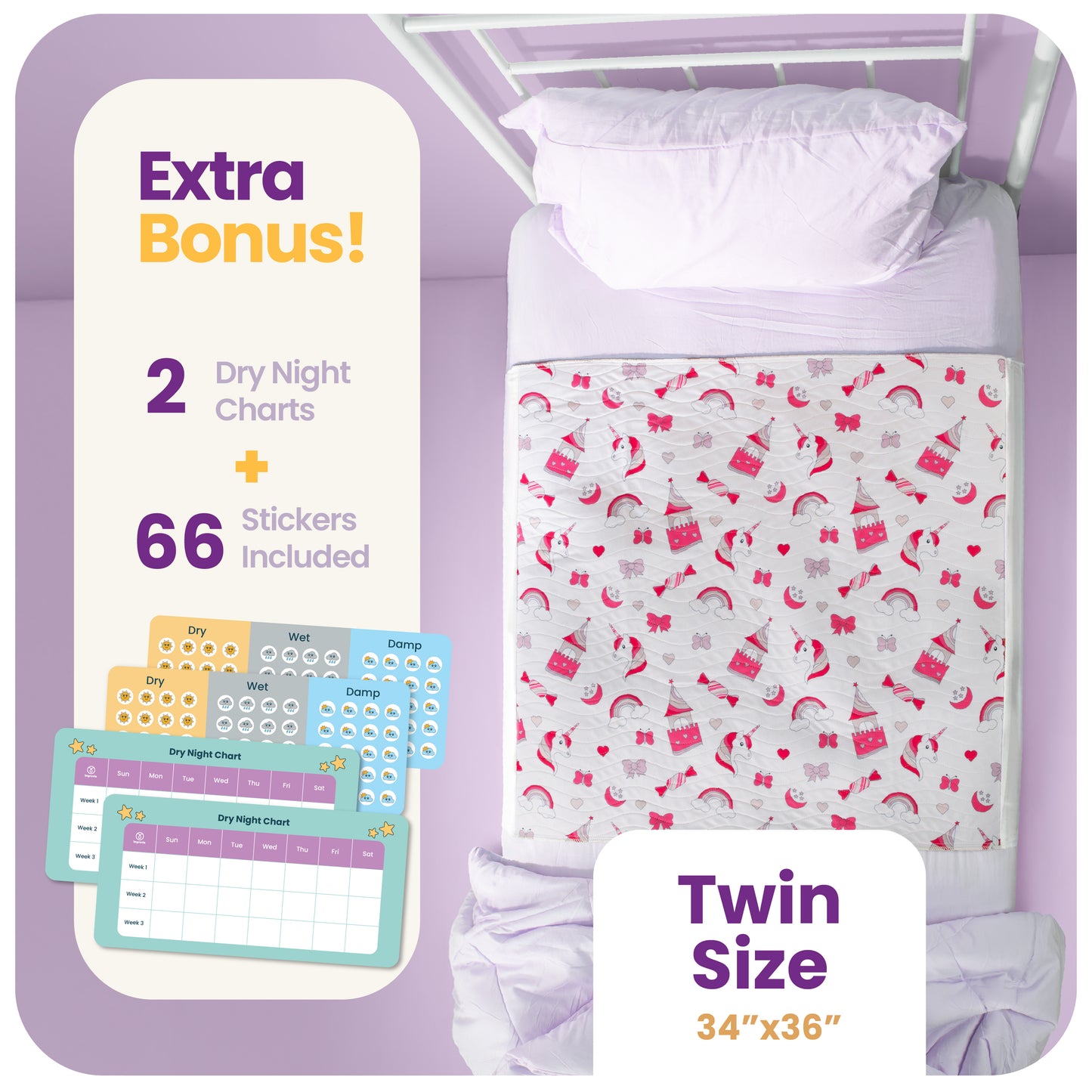 Washable Bed Pads for Toddlers with Tuckable Wings - 34"x36"