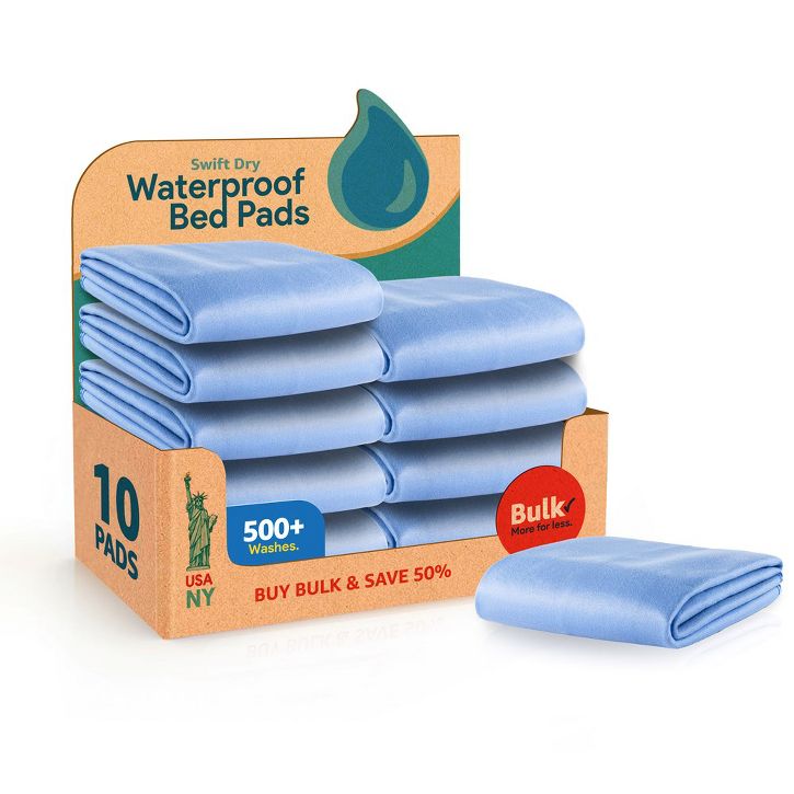 Pack of 10 Washable Underpads - 34 x 36 - Medium -Improvia Bedwetting Pad