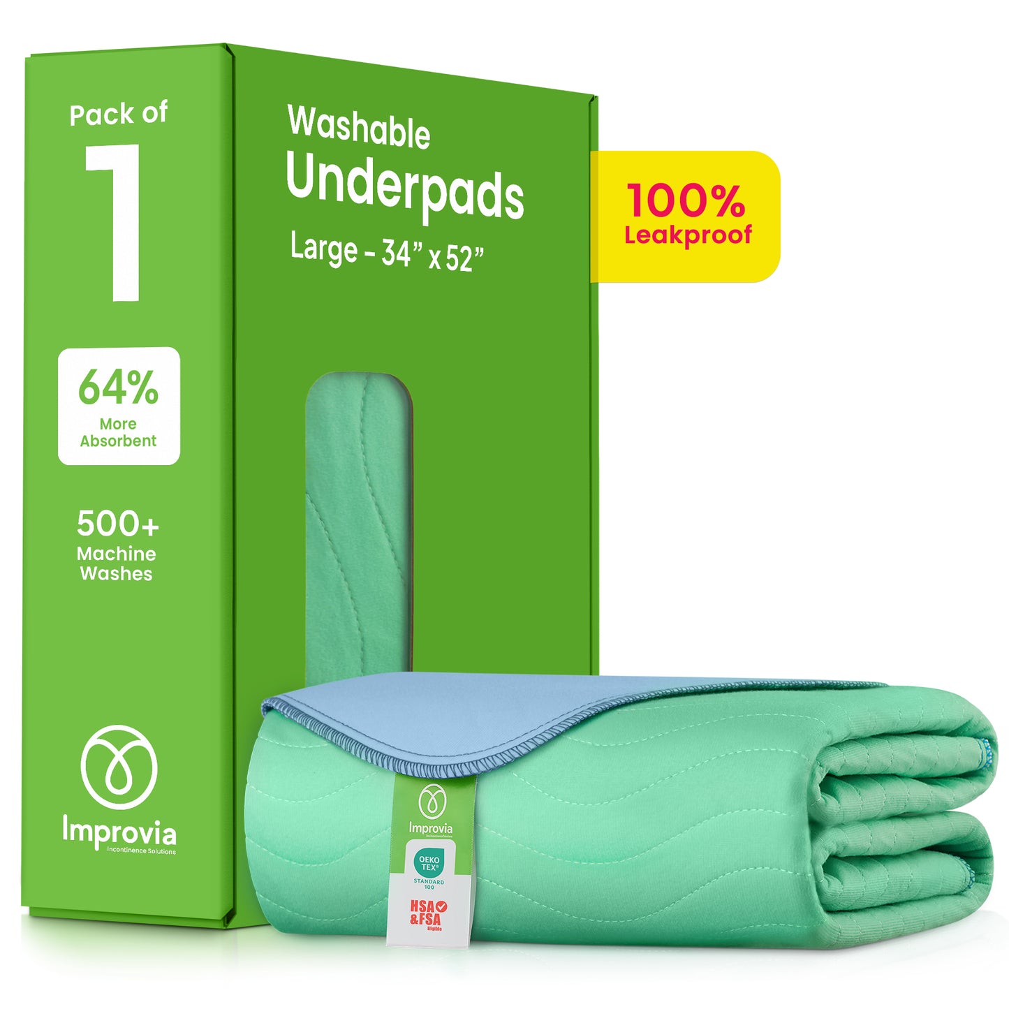 Washable Underpads, Heavy Absorbency Reusable Bedwetting Incontinence Pads for Kids, Adults, Elderly, & Pets