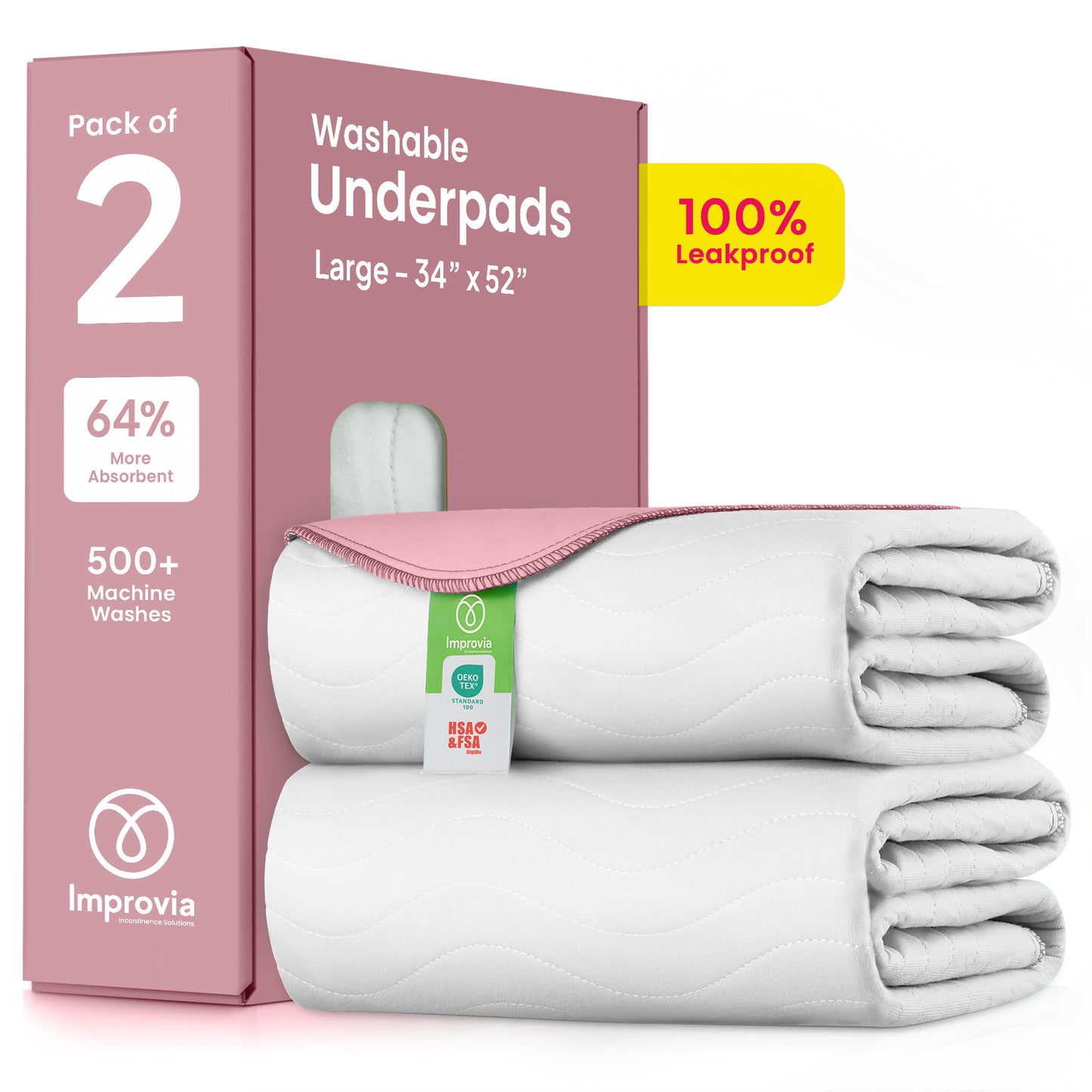 Washable Underpads - White & Pink