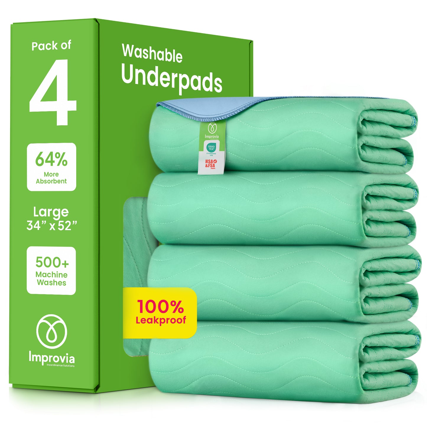 Washable Underpads, Heavy Absorbency Reusable Bedwetting Incontinence Pads for Kids, Adults, Elderly, & Pets