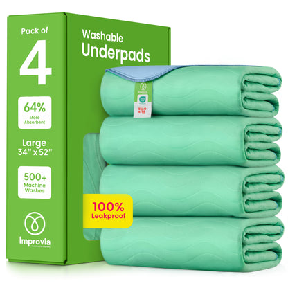 Washable Underpads, Heavy Absorbency Reusable Bedwetting Incontinence Pads for Kids, Adults, Elderly, & Pets