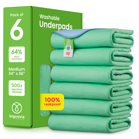 Pack of 6 Washable Underpads - 34" x 36" - Medium