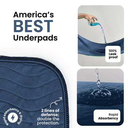 Washable Underpads Navy & Green