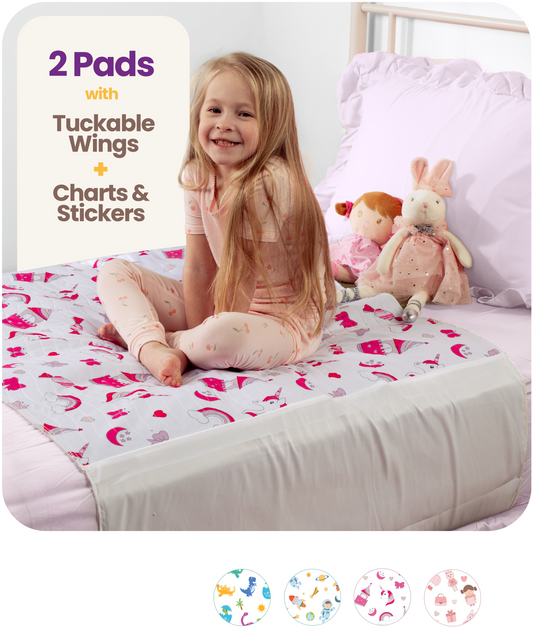 Washable Bed Pads for Toddlers with Tuckable Wings - 34"x36"