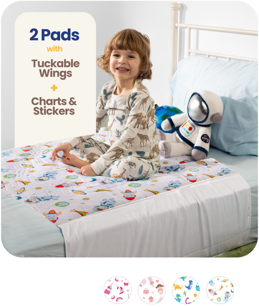 Washable Bed Pads for Toddlers with Tuckable Wings - 34"x36"