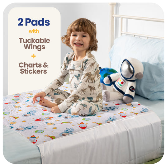 Washable Bed Pads for Toddlers with Tuckable Wings - 34"x36"