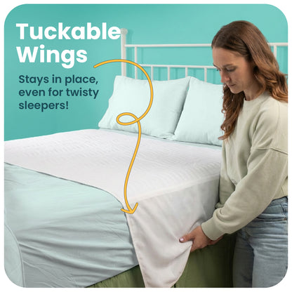 Washable Bed Pads for Toddlers with Tuckable Wings - 34"x36"