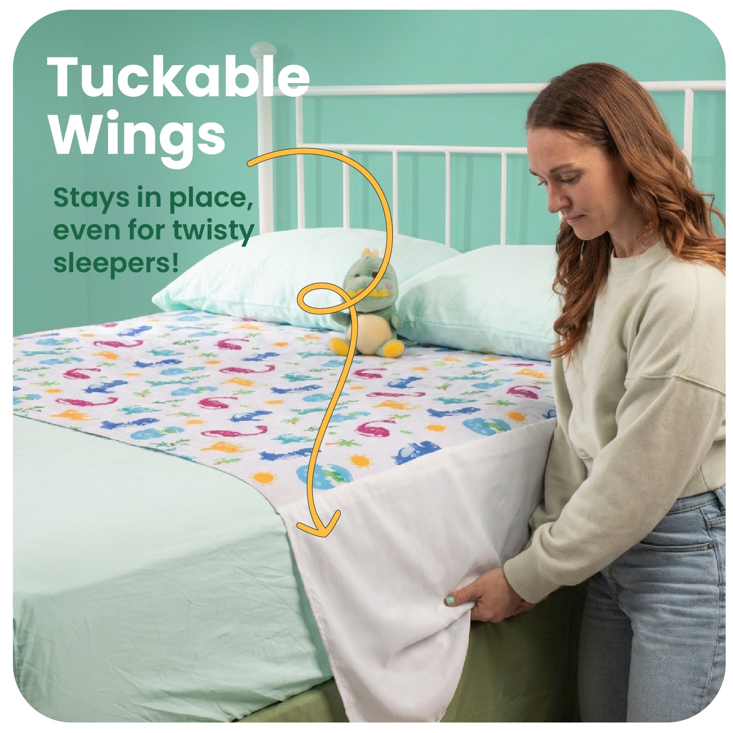 Washable Bed Pads for Toddlers with Tuckable Wings - 34"x36"