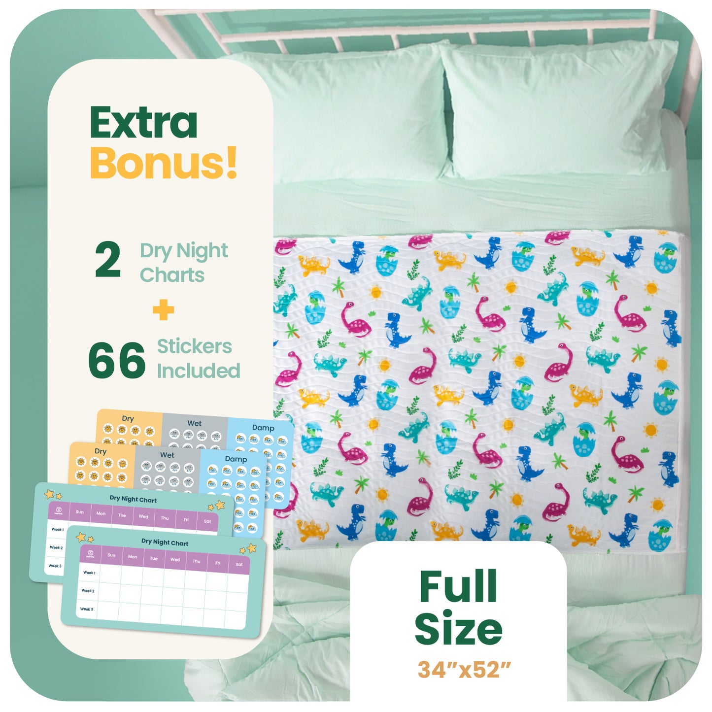Washable Bed Pads for Toddlers with Tuckable Wings - 34"x36"
