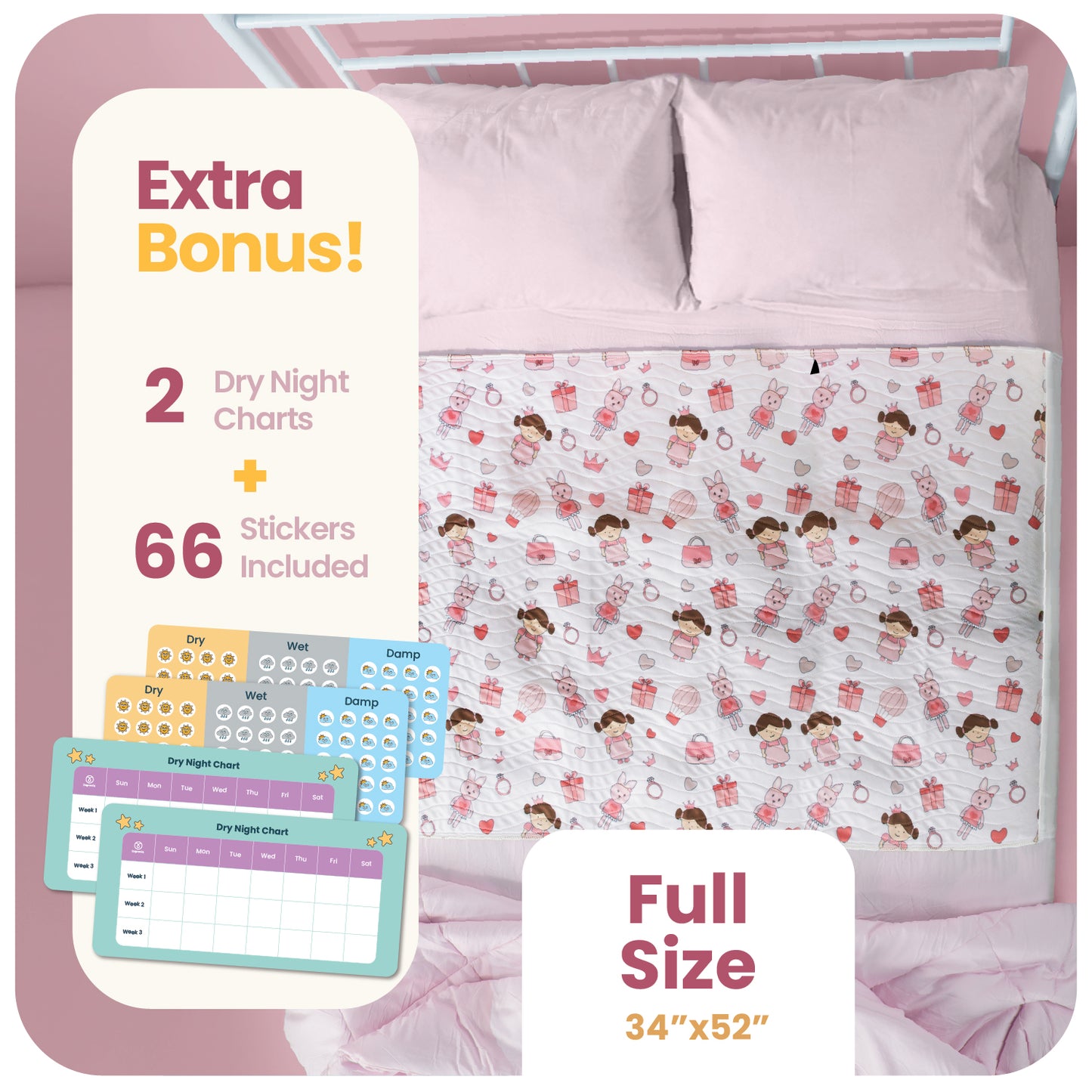 Washable Bed Pads for Toddlers with Tuckable Wings - 34"x36"