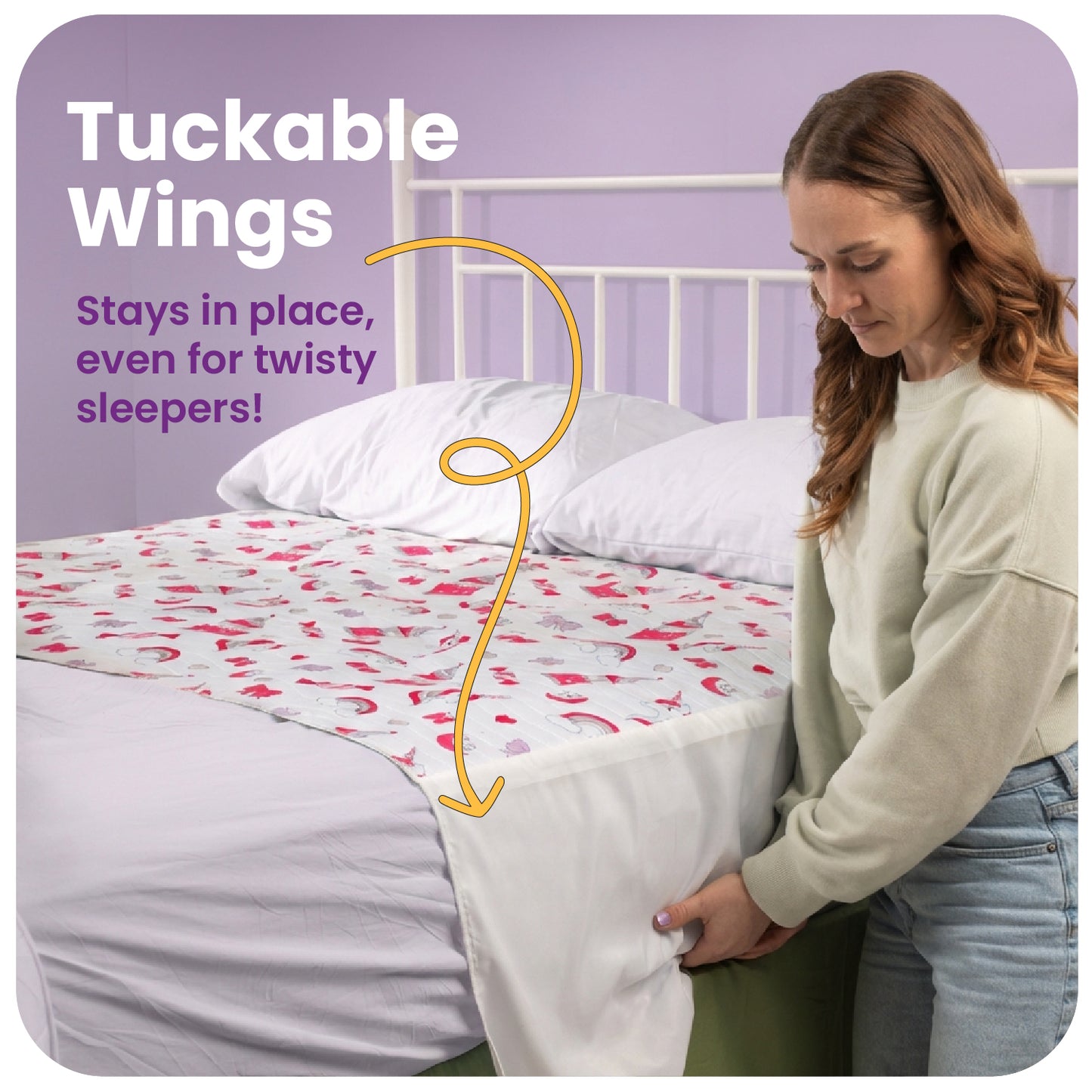 Washable Bed Pads for Toddlers with Tuckable Wings - 34"x36"