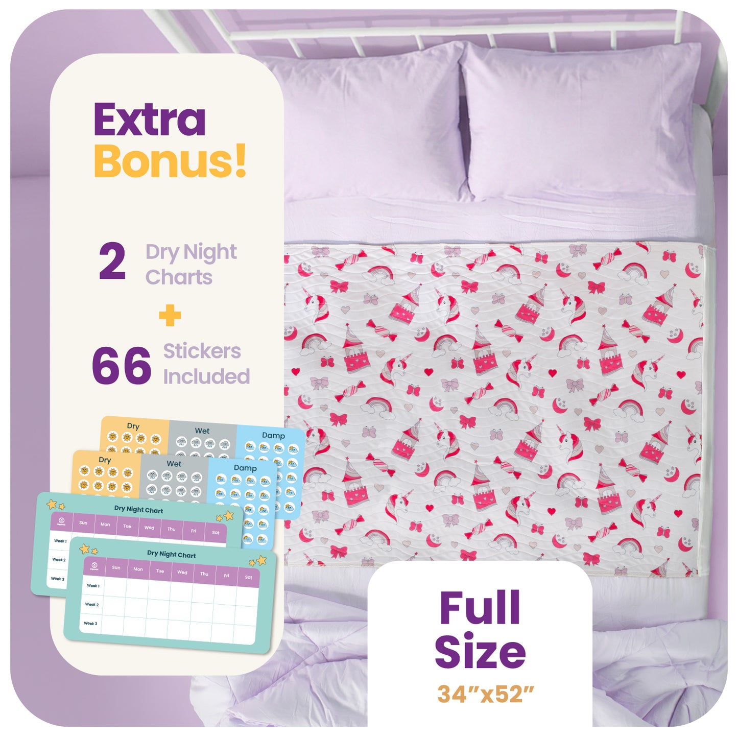 Washable Bed Pads for Toddlers with Tuckable Wings - 34"x36"