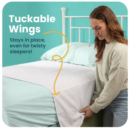 Washable Bed Pads for Toddlers with Tuckable Wings - 34"x36"