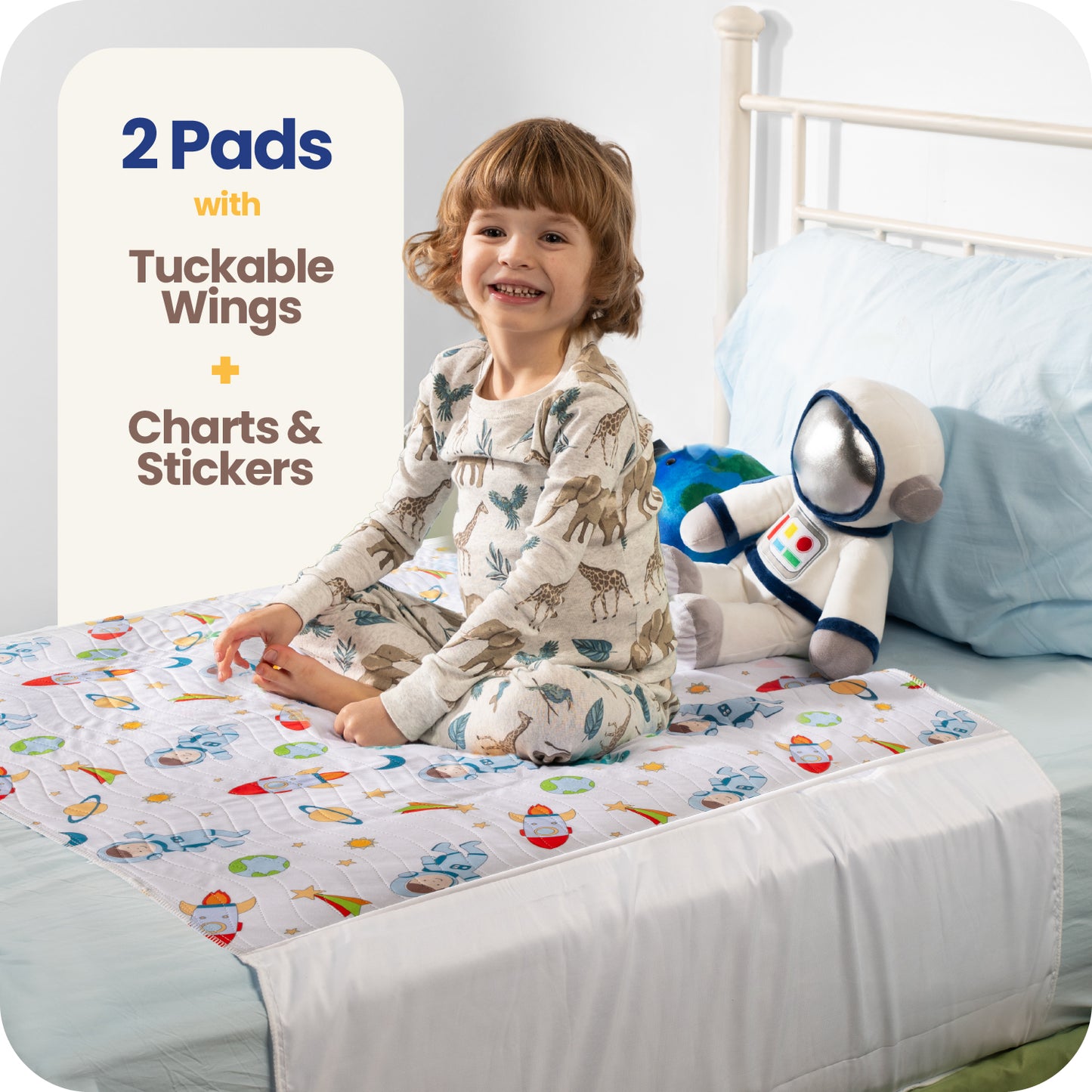 Washable Bed Pads for Toddlers with Tuckable Wings - 34"x36"