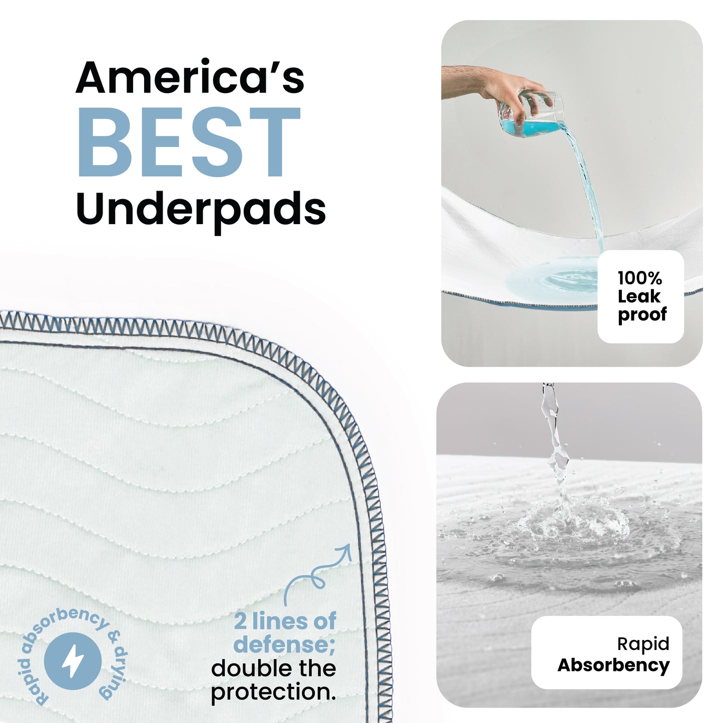 Washable Underpads White & Blue