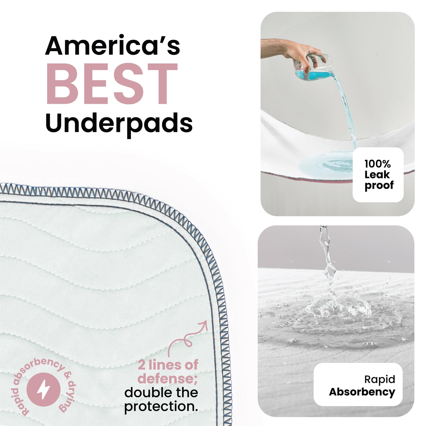 Washable Underpads - White & Pink