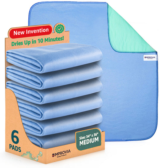 Pack of 6 Washable Underpads - 34" x 36" - Medium