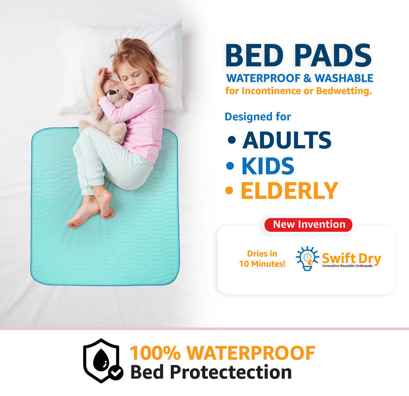 Non-Slip Bed Pads,34 inchx36 inch (2 Pack),Waterproof Washable Underpads Mattress Protector,Reusable Highly Absorbency Incontinence Bed Pads for